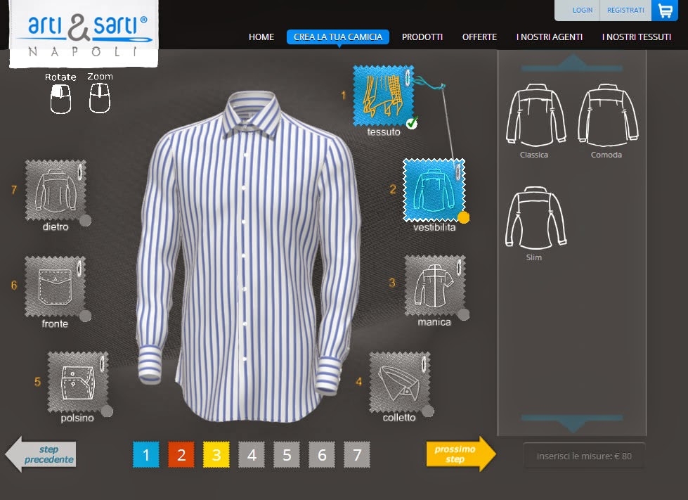 Un e-Commerce per camicie su misura ad alta tecnologia